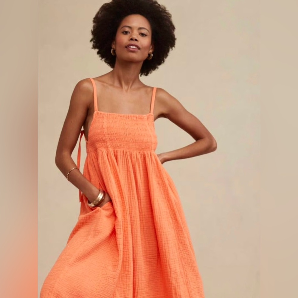 Aerie Pool-To-Party Tie Back Gauzy Maxi Dress In Picante Womens Sz Medium